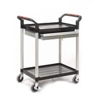 GPC Shelf Trolley with 2 Shelves and Lockable Steel Drawer 150kg Capacity