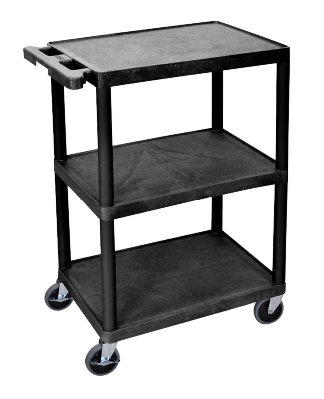 Super Strength Mobile Shelf Trolley 3 Shelves 150 kg 610 x 458 x 840 mm Black