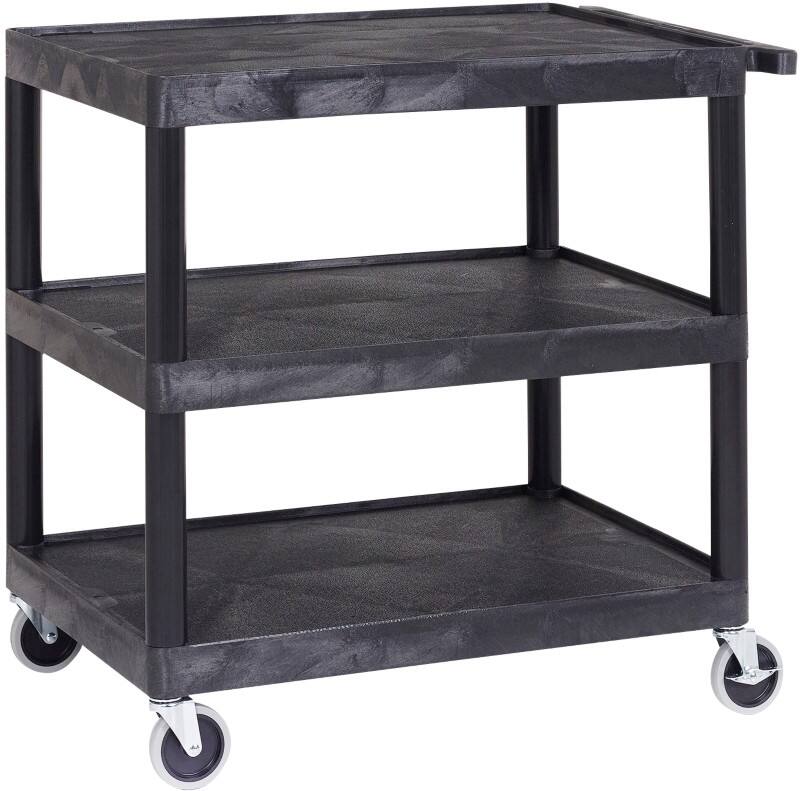 Super Strength Mobile Shelf Trolley 3 Shelves 150 kg 890 x 610 x 865 mm Black