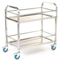 GPC Stainless Steel Shelf Trolley with 2 Shelves Rod Surround 100kg Capacity