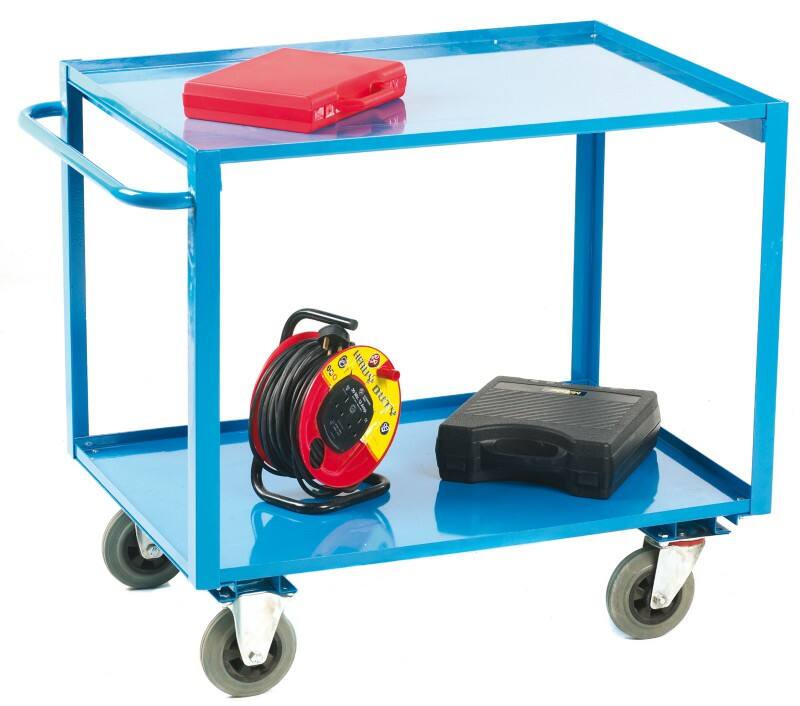GPC Super Strength Shelf Trolley Mobile Shelf Trolley 2 Shelves 300 kg 1,100 x 700 x 980 mm Blue