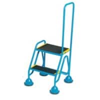GPC Domed Feet Step 2 Tread with Looped Handrail and Anti-Slip Tread 150 kg Blue