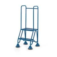 GPC Domed Feet Step 2 Tread with Handrail and Anti-Slip Expanded Steel Mesh Tread 150 kg Blue