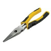 Stanley Long Nose Pliers with Control Grip Plastic Handle STHT0-74363 Forged Alloy Steel Silver, Black, Yellow