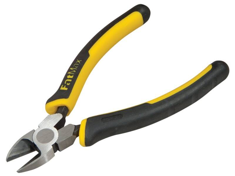 Stanley Angled Diagonal Cutting Pliers 0-89-858 Bi-Materials Chrome Steel Silver, Black, Yellow