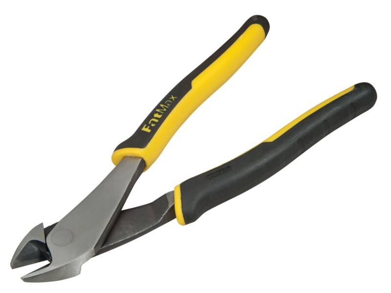 Stanley Fatmax Angled Diagonal Cutting Pliers 0-89-861 Bi-Materials Chrome Steel Silver, Black, Yellow