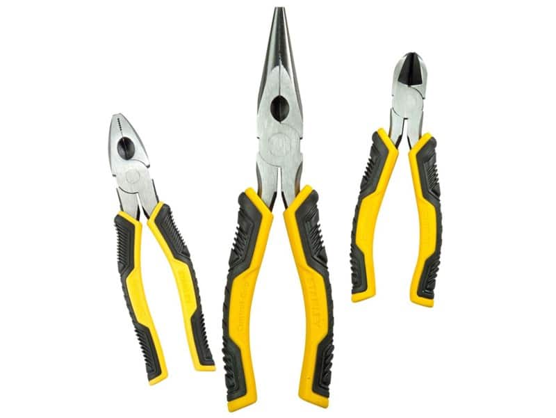 Stanley Control Grip Pliers Set with Plastic Handle STHT0-75094 Carbon Steel Silver, Black, Yellow Pack of 3