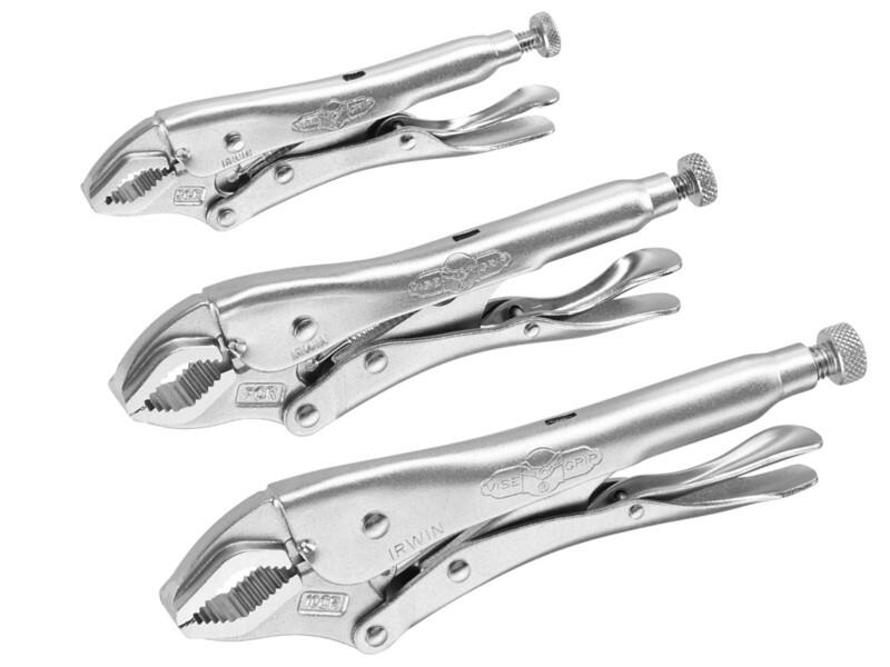 Vise-Grip Curved Jaw Locking Pliers Set with Plastic Handle 10508020 Alloy Steel Silver Pack of 3