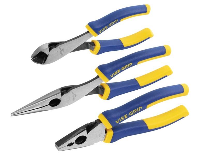 Vise-Grip Pro Pliers Set 10505483 Chrome Nickel Steel Silver, Blue, Yellow Pack of 3
