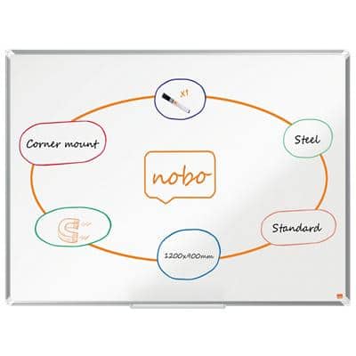 Nobo Premium Plus Whiteboard 1915156 Wall Mounted Magnetic Lacquered Steel 120 x 90 cm