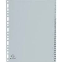 Exacompta Printed Dividers A4+ Grey 31 Part Polypropylene 1 to 31 Pack of 5