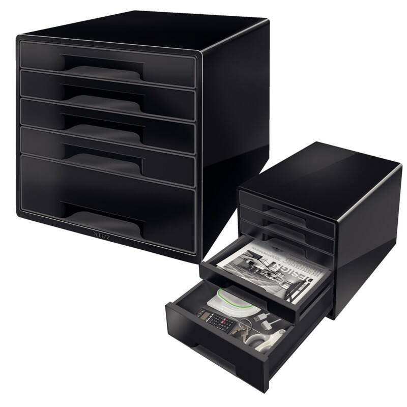 Leitz Cube Drawer Unit Black 5 Drawers 28.7 x 36.3 x 27 cm A4 Maxi
