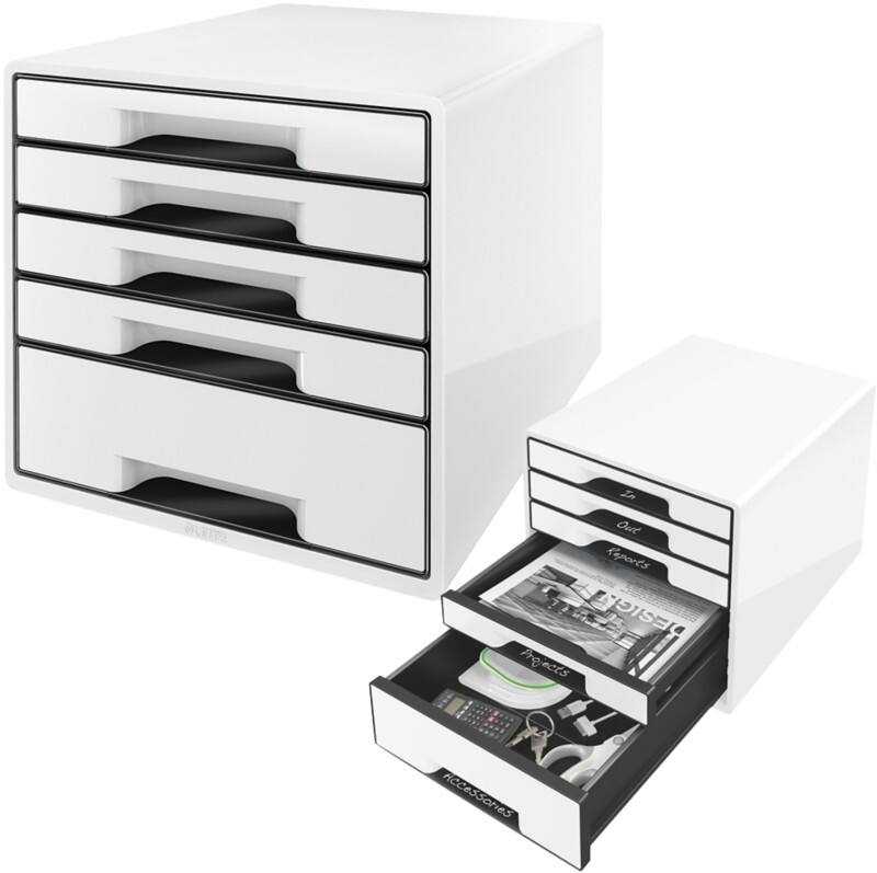 Leitz WOW Drawer Unit Black 5 Drawers 28.7 x 36.3 x 27 cm A4 Maxi