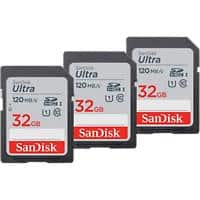 SanDisk Ultra Memory Card 32 GB SDHC UHS-I Class 10 Pack of 3