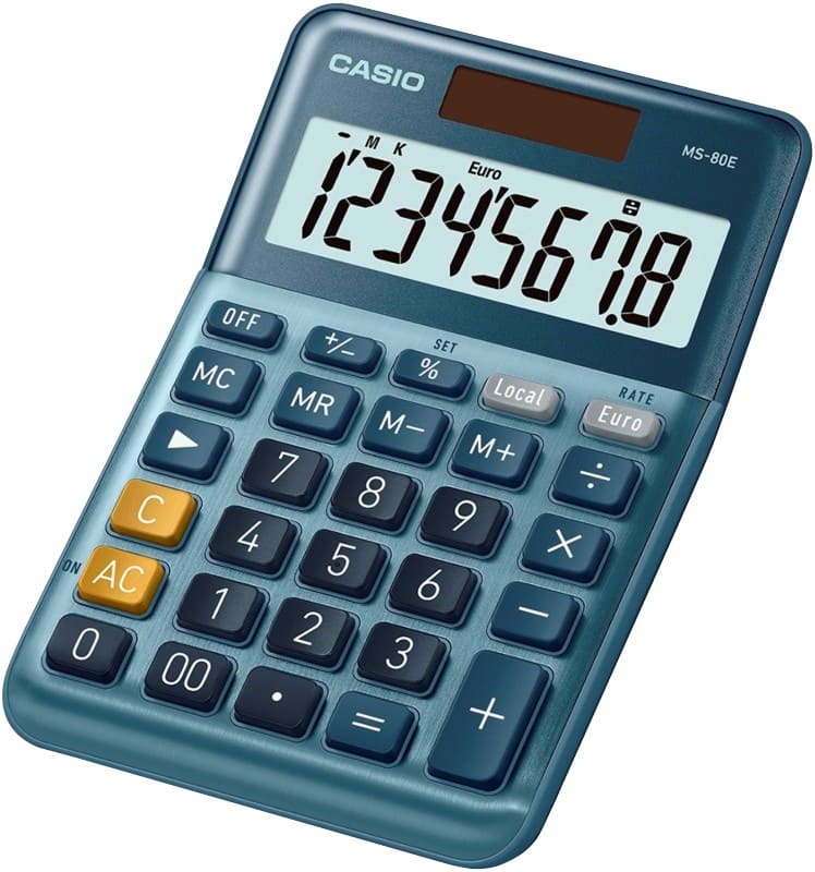 Casio MS-80E Desktop Calculator 8 Digit LCD Display Blue