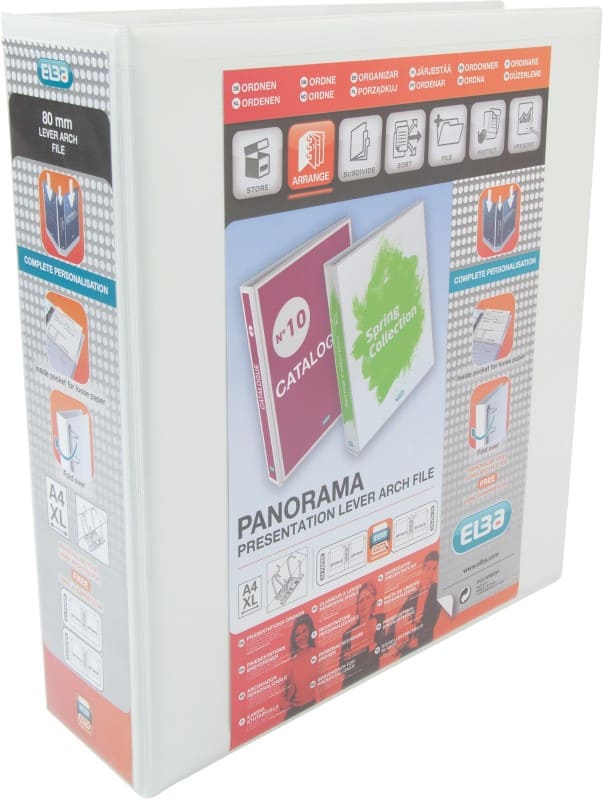 ELBA Panorama Narrow Lever Arch File A4 65 mm White 2 Rings 0105100416 PVC (Polyvinyl Chloride)
