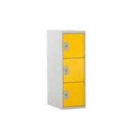 LINK51 Standard Deadlock Steel Locker 3 Doors Key lock 300 x 450 x 896 mm Grey, Yellow