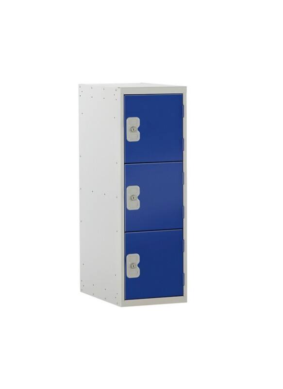 LINK51 Standard Deadlock Steel Locker 3 Doors Key lock 300 x 450 x 896 mm Blue, Grey