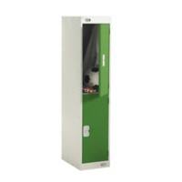 LINK51 Standard Deadlock Steel Locker 2 Doors Key lock 300 x 300 x 1,382 mm Green, Grey