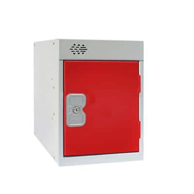 Link51 Locker with Lockable 1 Door Steel 300 x 300 x 372mm Grey & Red Standard Deadlock