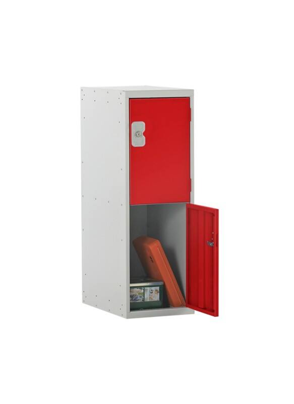 LINK51 Standard Deadlock Steel Locker 2 Doors Key lock 300 x 450 x 896 mm Grey, Red