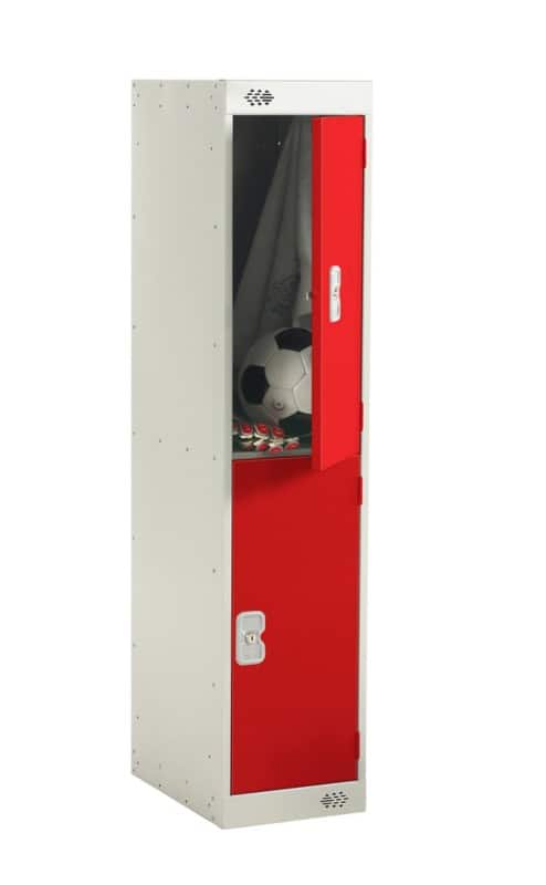LINK51 Standard Deadlock Steel Locker 2 Doors Key lock 300 x 450 x 1,382 mm Grey, Red