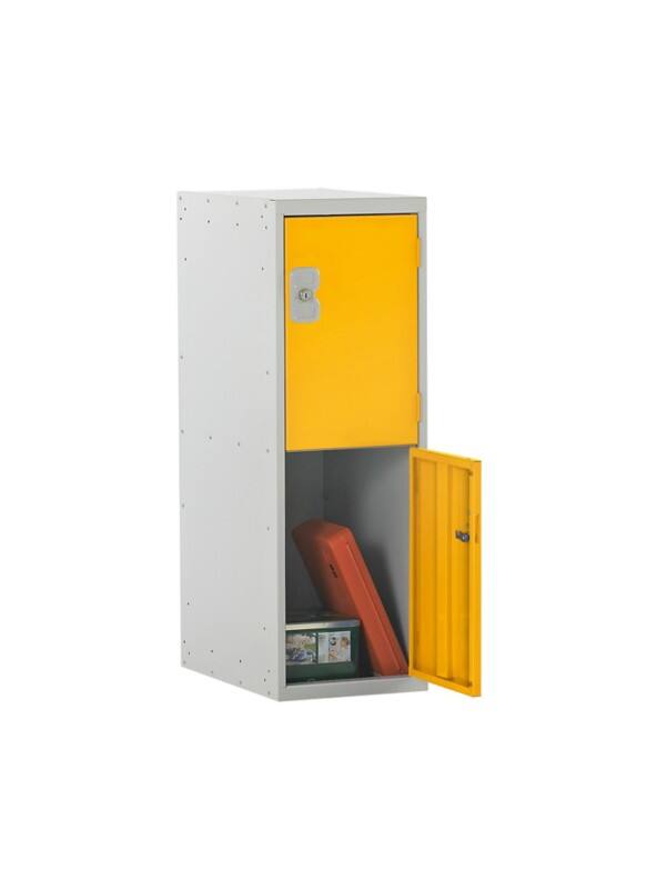 LINK51 Standard Deadlock Steel Locker 2 Doors Key lock 300 x 300 x 396 mm Grey, Yellow