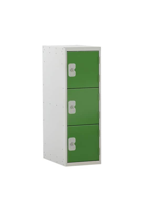 LINK51 Standard Deadlock Steel Locker 3 Doors Key lock 300 x 450 x 896 mm Green, Grey