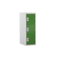 LINK51 Standard Deadlock Steel Locker 3 Doors Key lock 300 x 450 x 896 mm Green, Grey