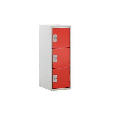 Link51 Locker with Lockable 3 Door Steel 300 x 300 x 896mm Grey & Red Standard Deadlock