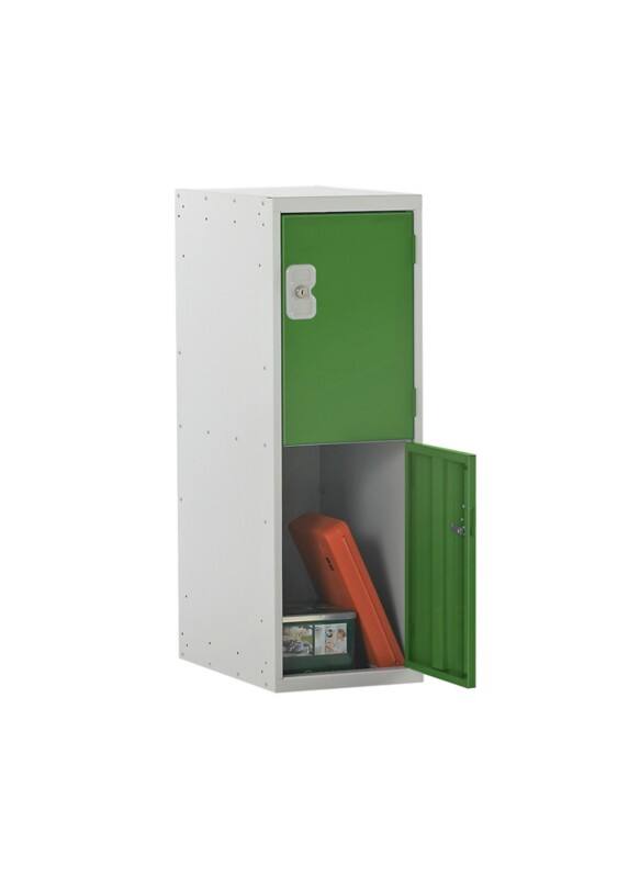 LINK51 Standard Deadlock Steel Locker 2 Doors Key lock 300 x 300 x 396 mm Green, Grey