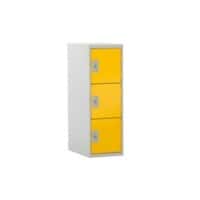 Link51 Storage Locker with Lockable 3 Door Steel 300 x 300 x 896mm Grey & Yellow Half Height
