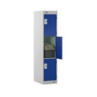 Link51 Locker with Lockable 3 Door Steel 300 x 450 x 1382mm Grey & Blue Standard Deadlock