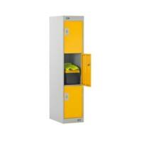 LINK51 Standard Deadlock Steel Locker 3 Doors Key lock 300 x 450 x 1,382 mm Grey, Yellow