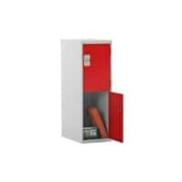 LINK51 Standard Deadlock Steel Locker 2 Doors Key lock 300 x 300 x 396 mm Grey, Red