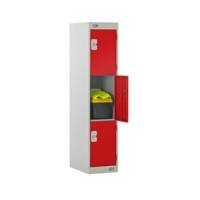 LINK51 Standard Deadlock Steel Locker 3 Doors Key lock 300 x 450 x 1,382 mm Grey, Red