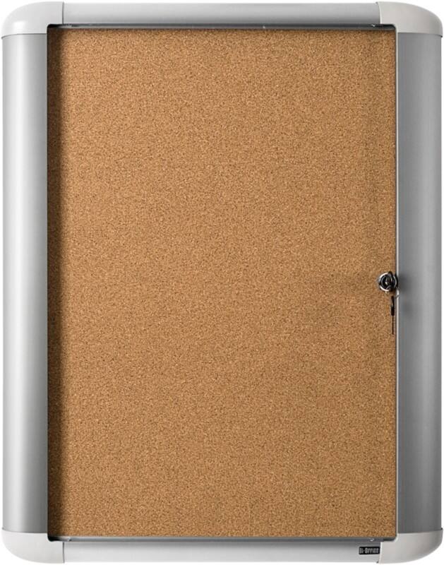 Bi-Office Enclore Indoor Lockable Notice Board 9 x A4 Wall Mounted 98.1 (W) x 72 (H) cm Brown