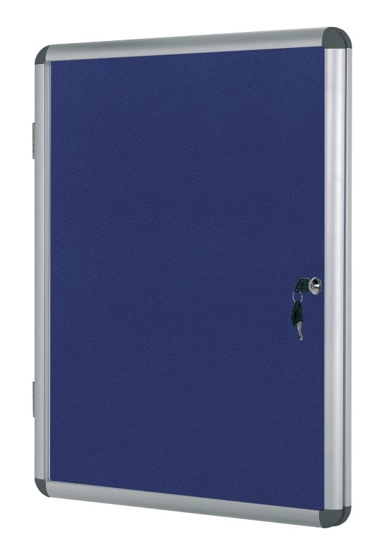 Bi-Office Enclore Indoor Lockable Notice Board Non Magnetic 32 x A4 Wall Mounted 183 (W) x 123 (H) cm Blue