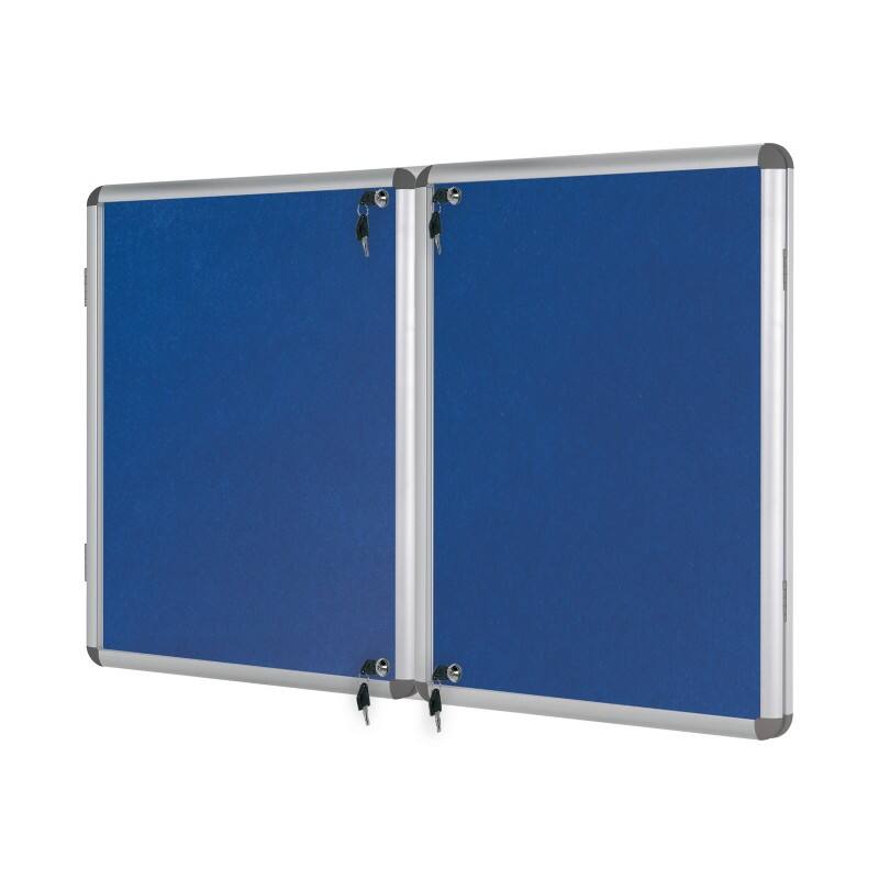 Bi-Office Enclore Indoor Lockable Notice Board Non Magnetic 40 x A4 Wall Mounted 243 (W) x 123 (H) cm Blue