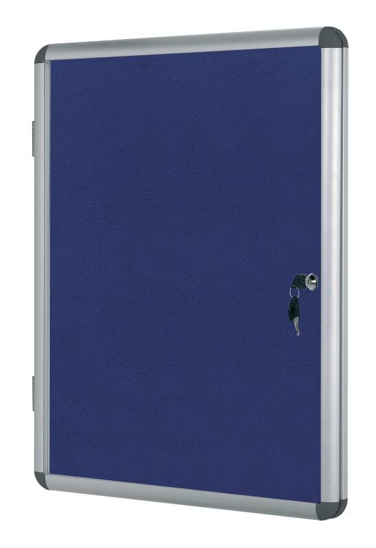 Bi-Office Enclore Indoor Lockable Notice Board Non Magnetic 4 x A4 Wall Mounted 50 (W) x 67.4 (H) cm Blue
