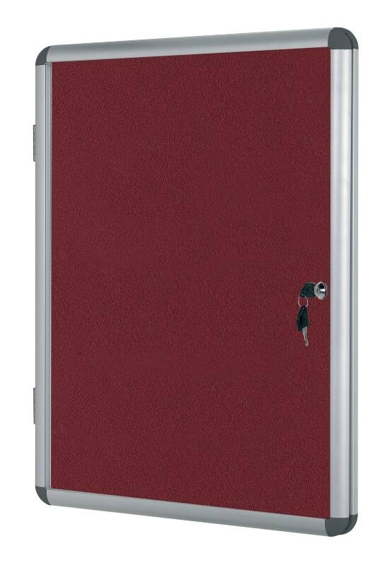 Bi-Office Enclore Indoor Lockable Notice Board Non Magnetic 9 x A4 Wall Mounted 72 (W) x 98.1 (H) cm Burgundy