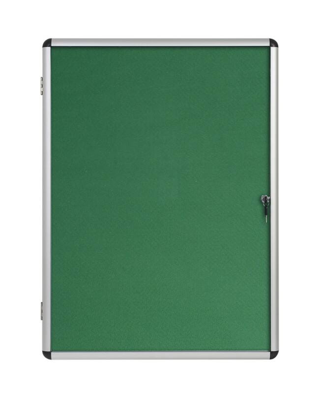 Bi-Office Enclore Indoor Lockable Notice Board Non Magnetic 12 x A4 Wall Mounted 94 (W) x 98.1 (H) cm Green