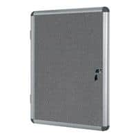 Bi-Office Enclore Indoor Lockable Notice Board Non Magnetic 12 x A4 Wall Mounted 94 (W) x 98.1 (H) cm Grey