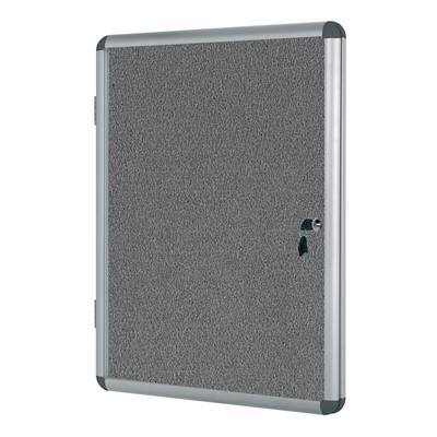 Bi-Office Enclore Indoor Lockable Notice Board Non Magnetic 12 x A4 Wall Mounted 94 (W) x 98.1 (H) cm Grey