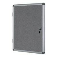 Bi-Office Enclore Indoor Lockable Notice Board Non Magnetic 15 x A4 Wall Mounted 116 (W) x 98 (H) cm Grey