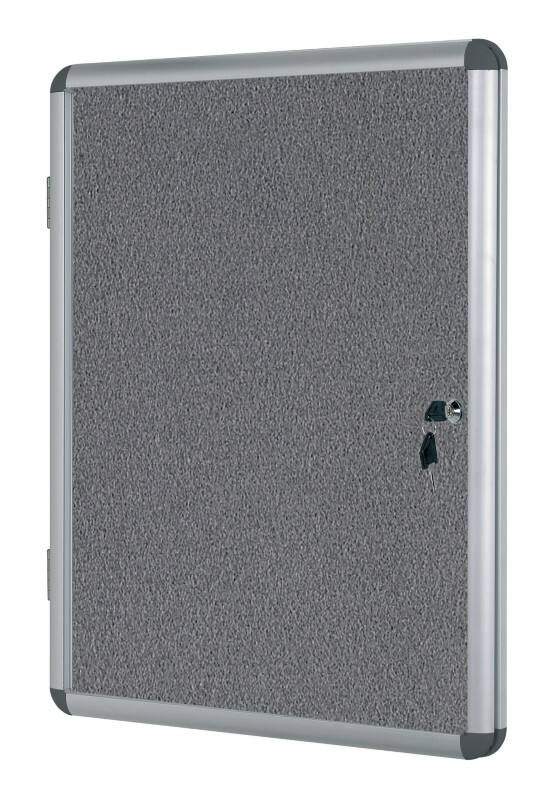 Bi-Office Enclore Indoor Lockable Notice Board Non Magnetic 20 x A4 Wall Mounted 116 (W) x 128.8 (H) cm Grey