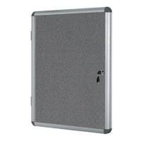 Bi-Office Enclore Indoor Lockable Notice Board Non Magnetic 20 x A4 Wall Mounted 116 (W) x 128.8 (H) cm Grey