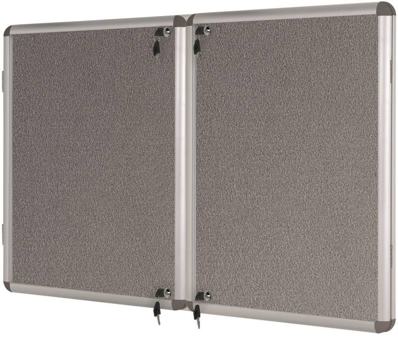 Bi-Office Enclore Indoor Lockable Notice Board Non Magnetic 32 x A4 Wall Mounted 183 (W) x 123 (H) cm Grey