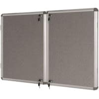 Bi-Office Enclore Indoor Lockable Notice Board Non Magnetic 32 x A4 Wall Mounted 183 (W) x 123 (H) cm Grey