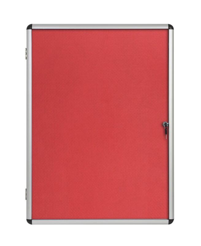 Bi-Office Enclore Indoor Lockable Notice Board Non Magnetic 15 x A4 Wall Mounted 116 (W) x 98 (H) cm Red